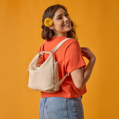 Emily Convertible Backpack In Pebbled Leather - Porcini | HOBO Great Value