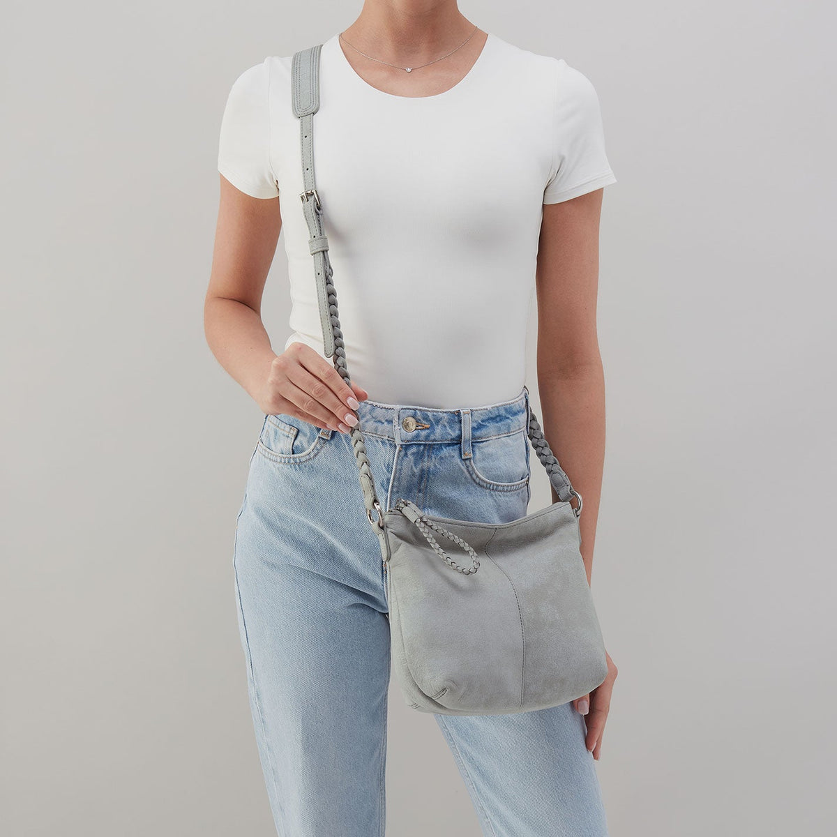 Lasso Medium Crossbody In Buffed Leather - Misty Harbor | HOBO Signature