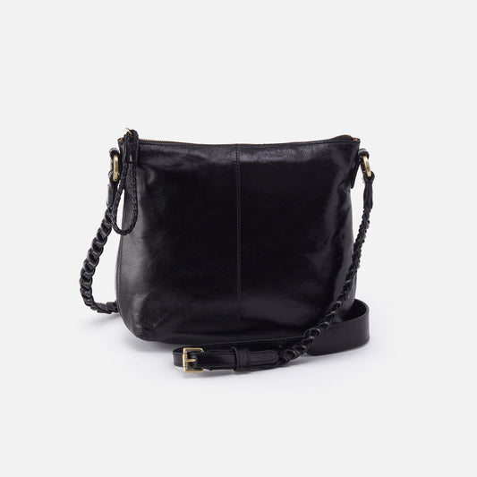 Lasso Medium Crossbody In Polished Leather - Black | HOBO Classic