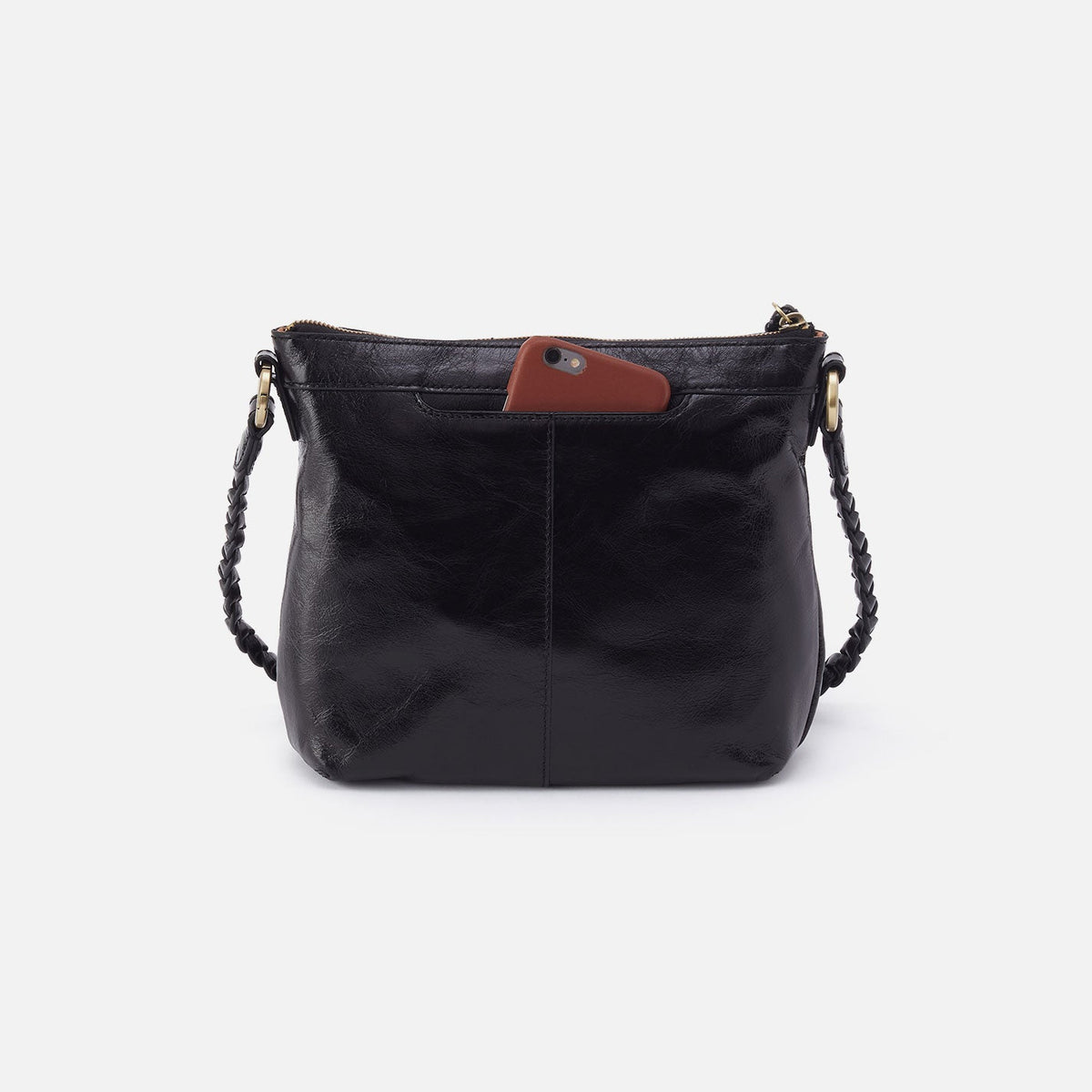 Lasso Medium Crossbody In Polished Leather - Black | HOBO Classic