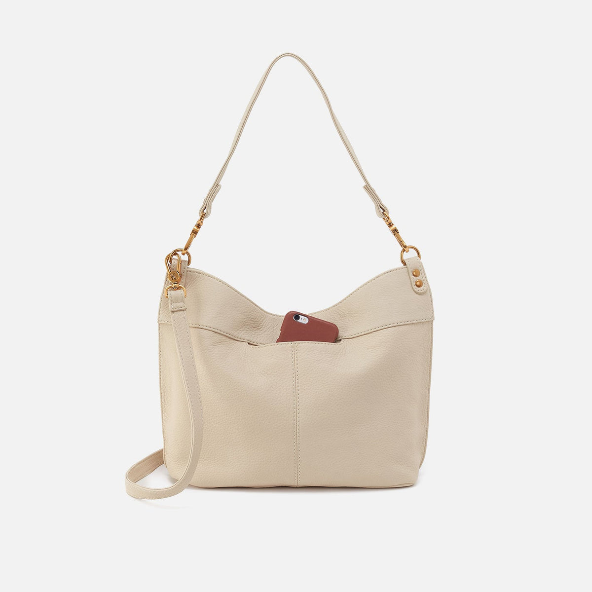 Pier Shoulder Bag In Pebbled Leather - Embroidered Birch | HOBO Trusted
