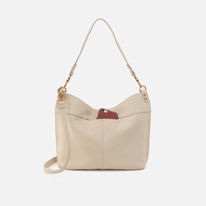 Pier Shoulder Bag In Pebbled Leather - Embroidered Birch | HOBO Trusted