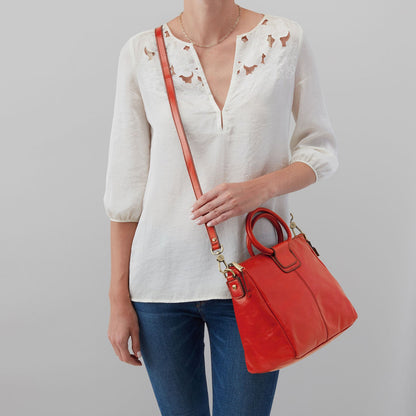Sheila Medium Satchel In Polished Leather - Grenadine | HOBO Featured