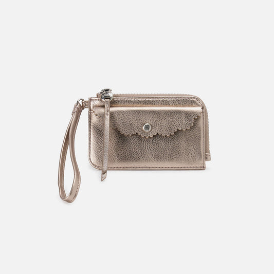 Tabby Card Wristlet In Metallic Leather - Cameo Quartz | HOBO Trusted