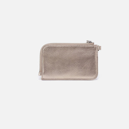 Tabby Card Wristlet In Metallic Leather - Cameo Quartz | HOBO Trusted