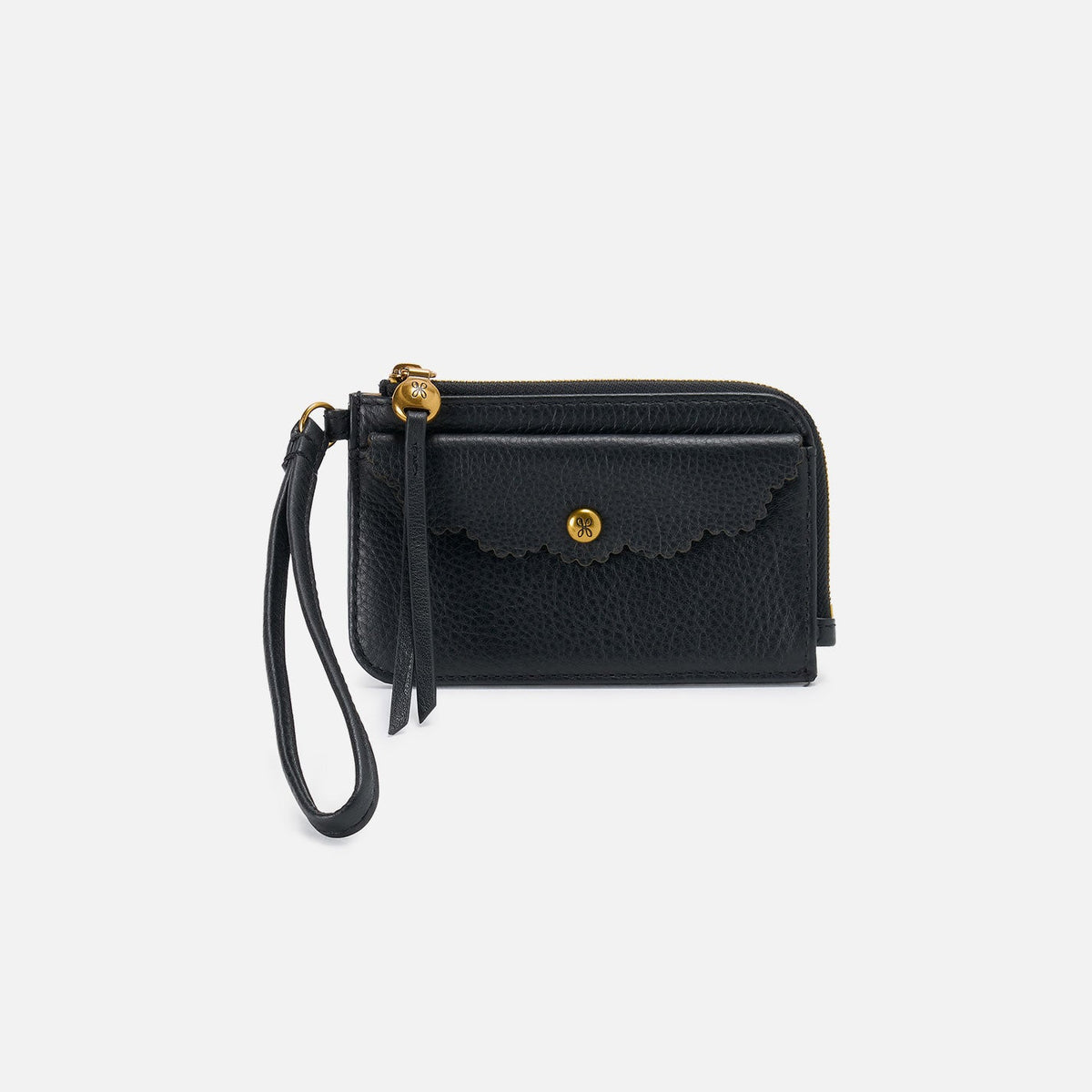 Tabby Card Wristlet In Pebbled Leather - Black | HOBO Best Seller