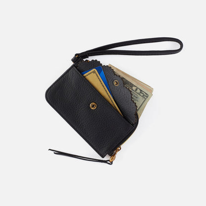 Tabby Card Wristlet In Pebbled Leather - Black | HOBO Best Seller