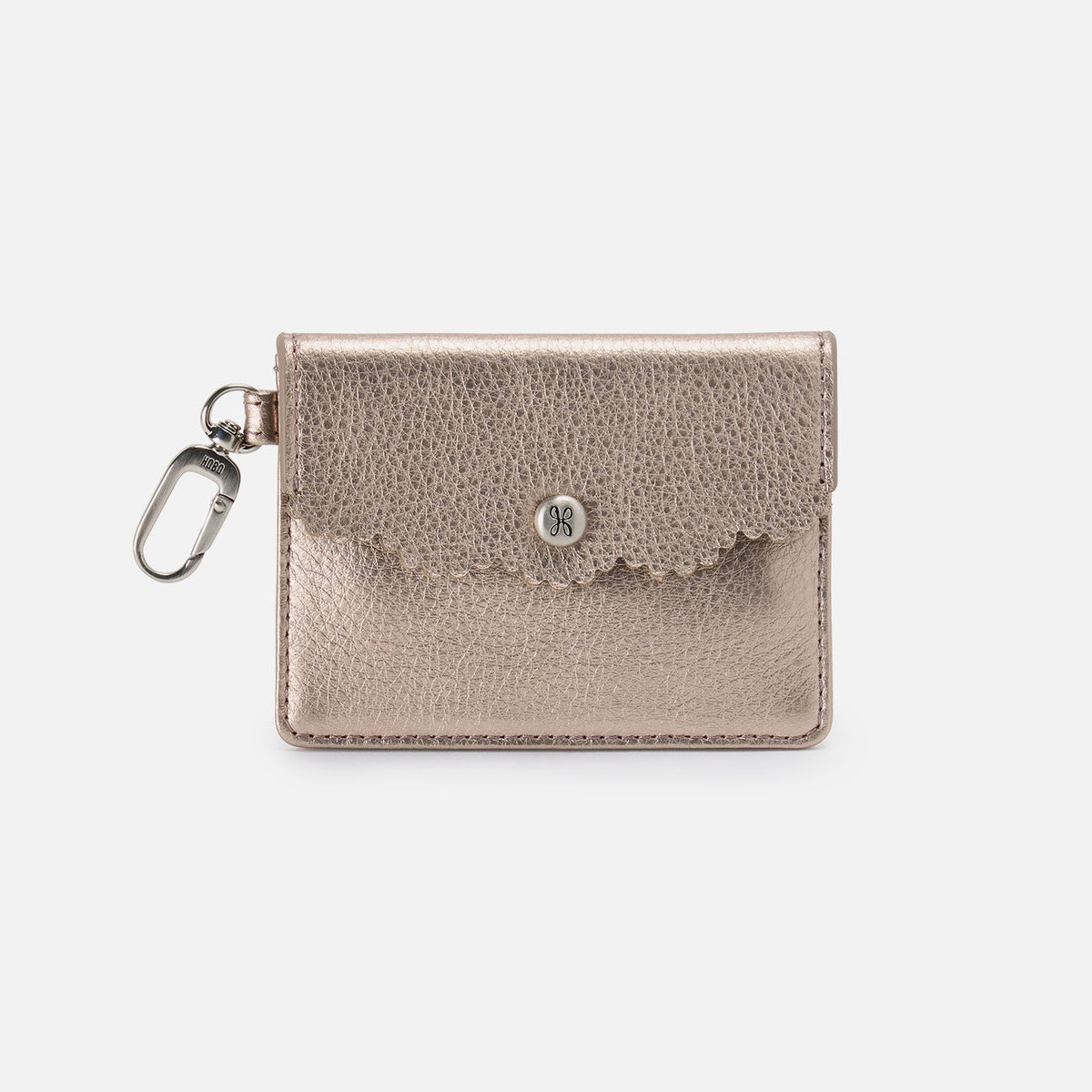 Tabby Flap Card Case In Metallic Leather - Cameo Quartz | HOBO Exclusive