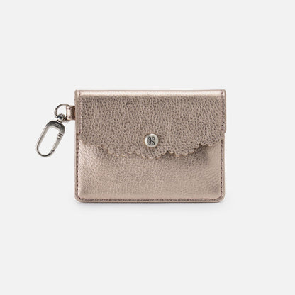 Tabby Flap Card Case In Metallic Leather - Cameo Quartz | HOBO Exclusive