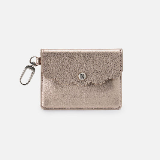 Tabby Flap Card Case In Metallic Leather - Cameo Quartz | HOBO Exclusive