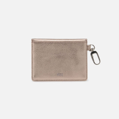 Tabby Flap Card Case In Metallic Leather - Cameo Quartz | HOBO Exclusive
