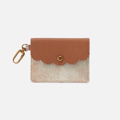Tabby Flap Card Case In Metallic Leather - Saddle Stardust | HOBO Smart Buy
