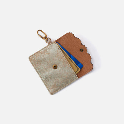 Tabby Flap Card Case In Metallic Leather - Saddle Stardust | HOBO Smart Buy