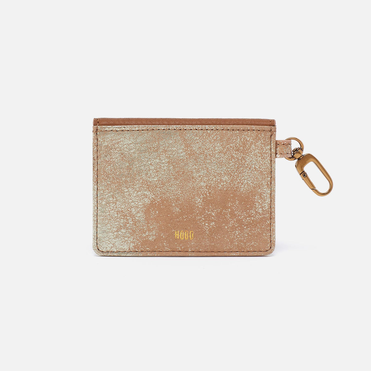 Tabby Flap Card Case In Metallic Leather - Saddle Stardust | HOBO Smart Buy