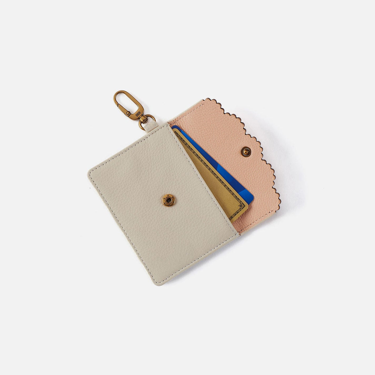 Tabby Flap Card Case In Pebbled Leather - Birch | HOBO Signature