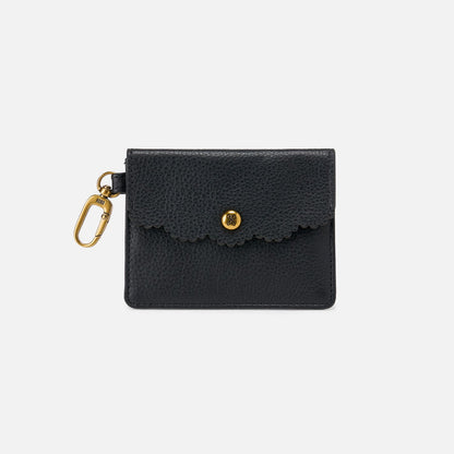 Tabby Flap Card Case In Pebbled Leather - Black | HOBO Essential