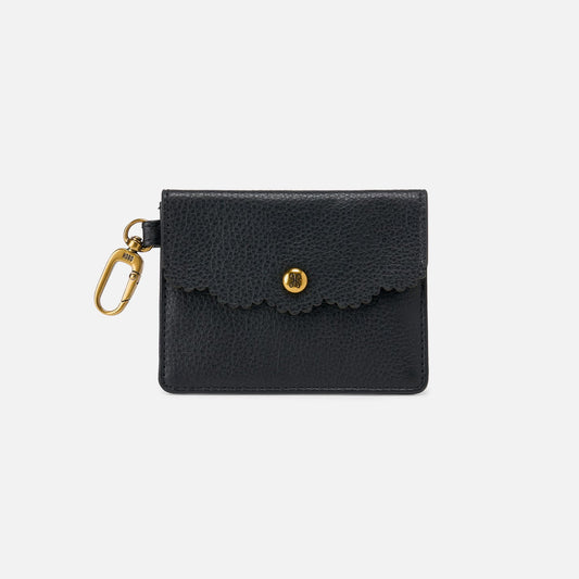 Tabby Flap Card Case In Pebbled Leather - Black | HOBO Essential