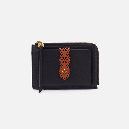 Tabby Zip Medium Wallet In Pebbled Leather - Black | HOBO Value